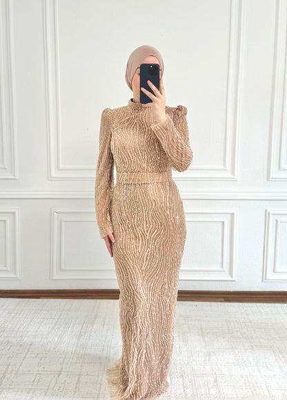 Amina Abendkleid - mit Perlenbestrickerei