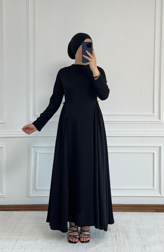 Amira - Maxikleid mit Gold Detail - Schwarz