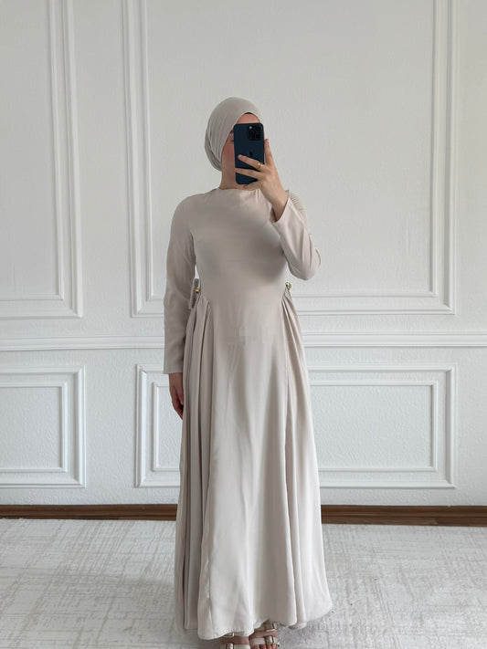 Amira - Maxikleid mit Gold Detail - Beige