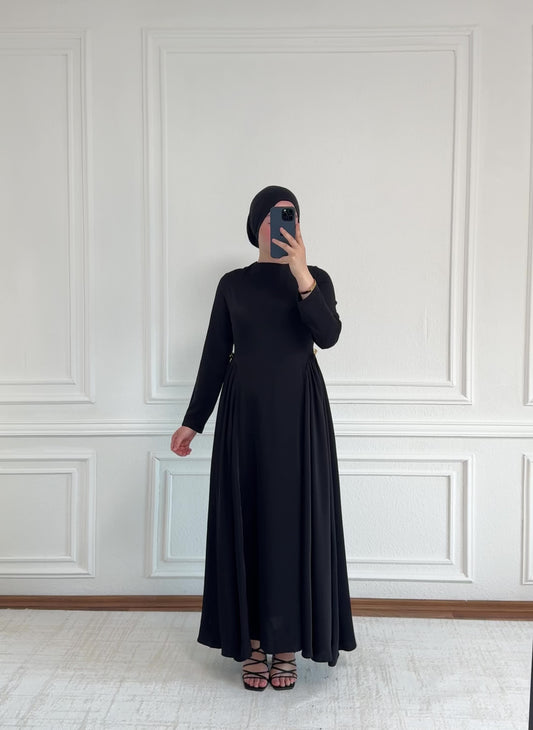 Amira - Maxikleid mit Gold Detail - Schwarz